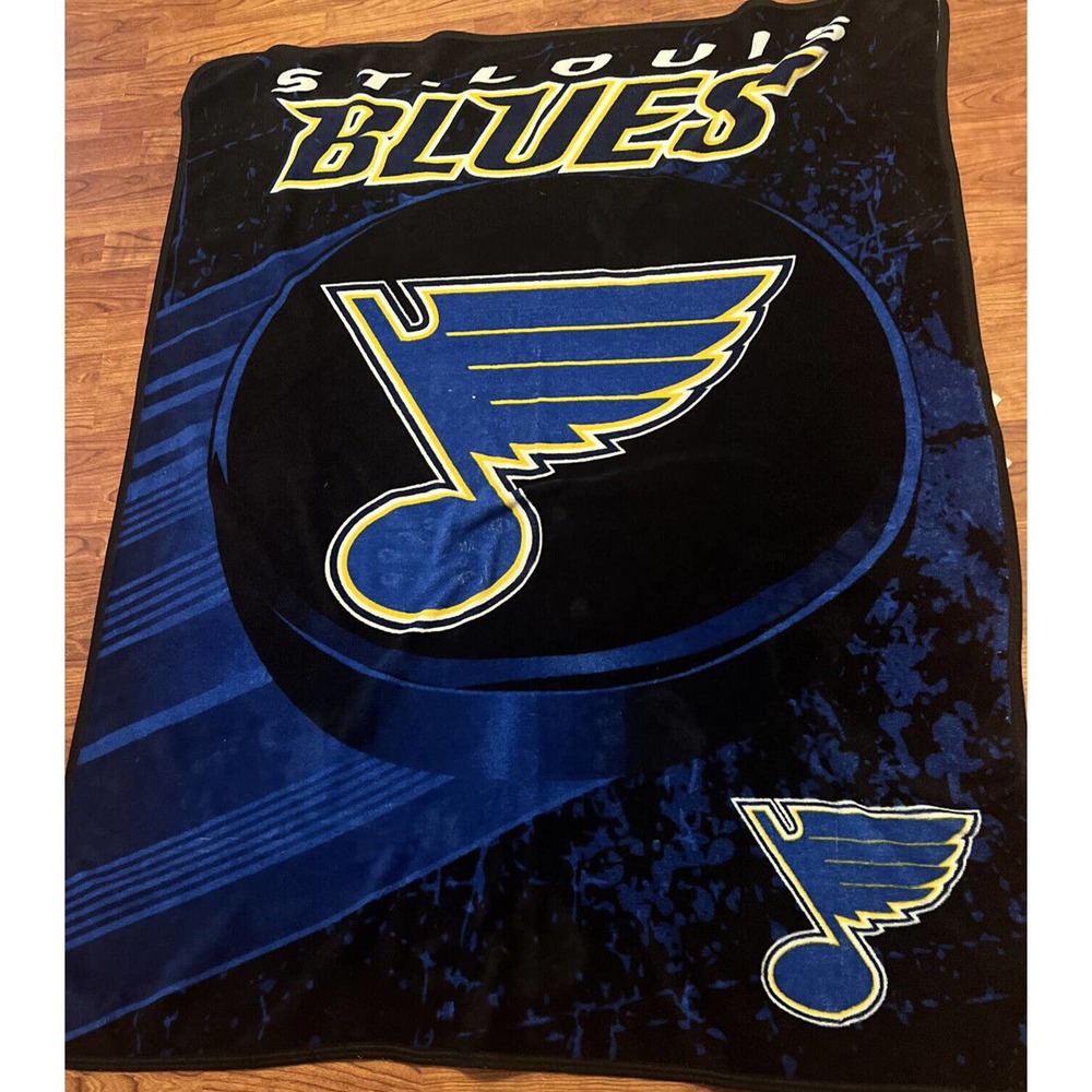 Vintage St. Louis Blues Throw Blanket NHL 59” X 44” NHL Logo Spellout Mancave
